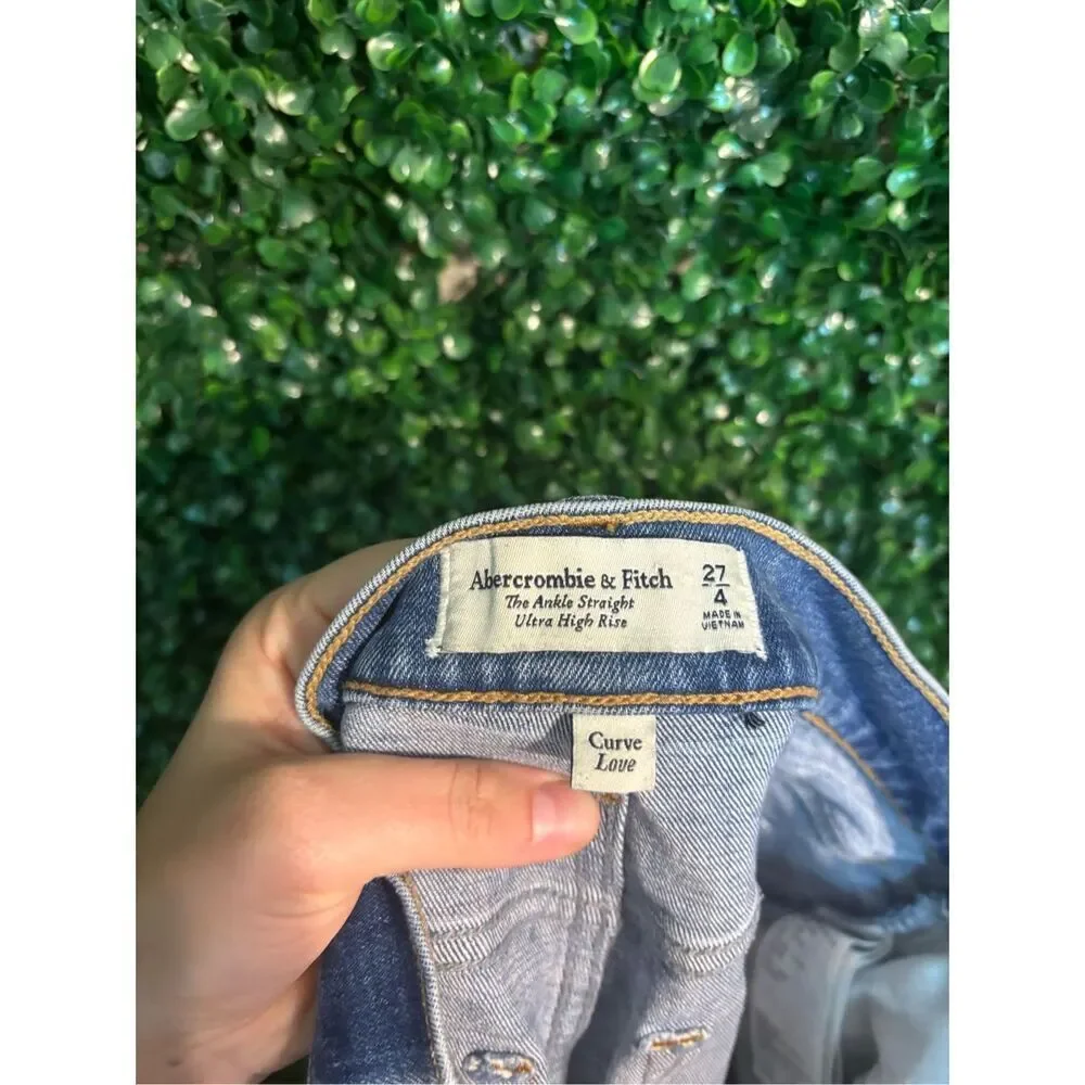 Abercrombie and Fitch The Ankle Straight Leg Ultra High Rise Jeans Size 4/27 Blu